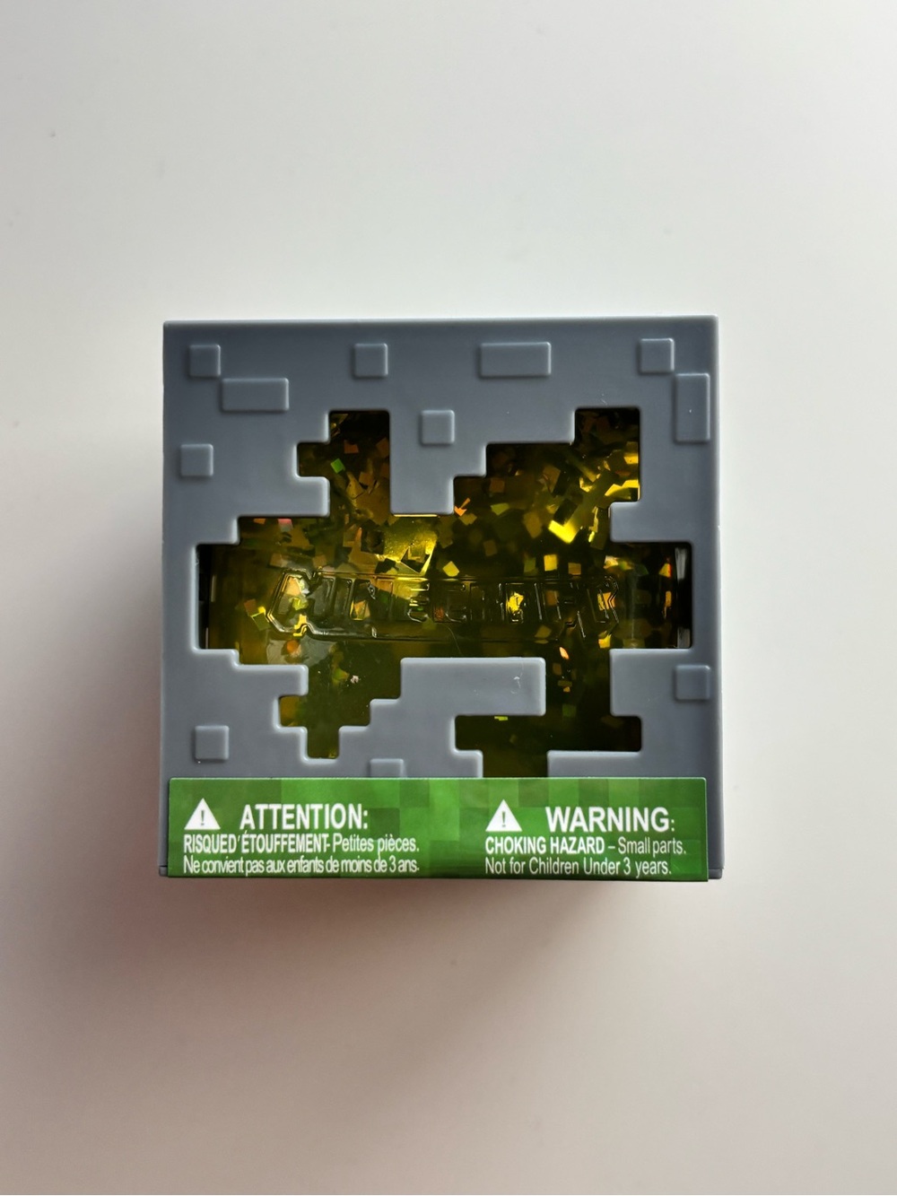 Minecraft Gray Pixel jelly cube with Yellow Holographic Interior